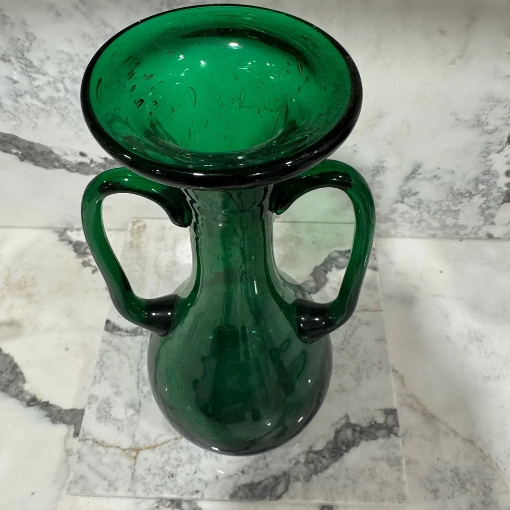 VTG Royal Leerdam Green Glass Vase